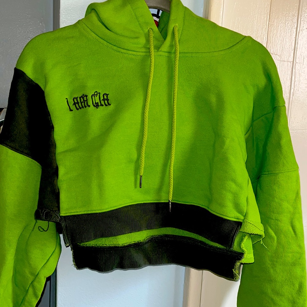 I.AM.GIA Green crop hoodie